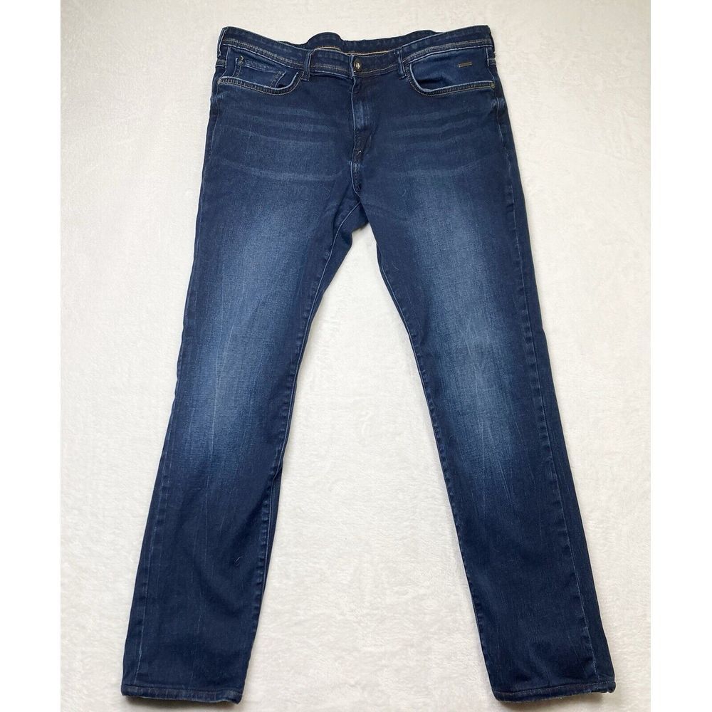 V Dot Jeans Mens 38x34 Dark Blue Fade Beat Fit Tapered Measures 36x30